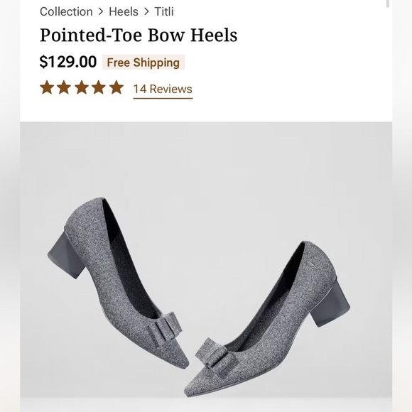 Vivaia Titli Sustainable Pointed Toe Low Heel Retro Bow Accent Size 38.5 - Picture 3 of 11